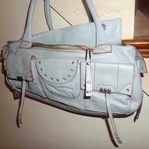 Blue leather shoulder bag